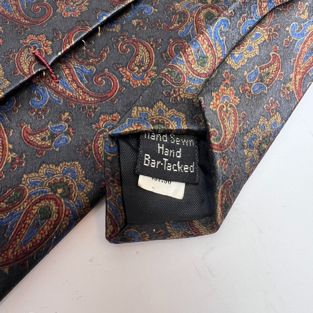 Oscar de la Renta Silk Men's Tie Paisley Lightweight Mulitcolor Hand-Sewn - Picture 7 of 11